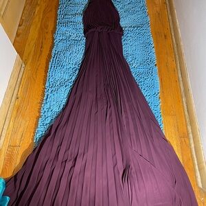 Elegant Purple Pleated Women's Dress